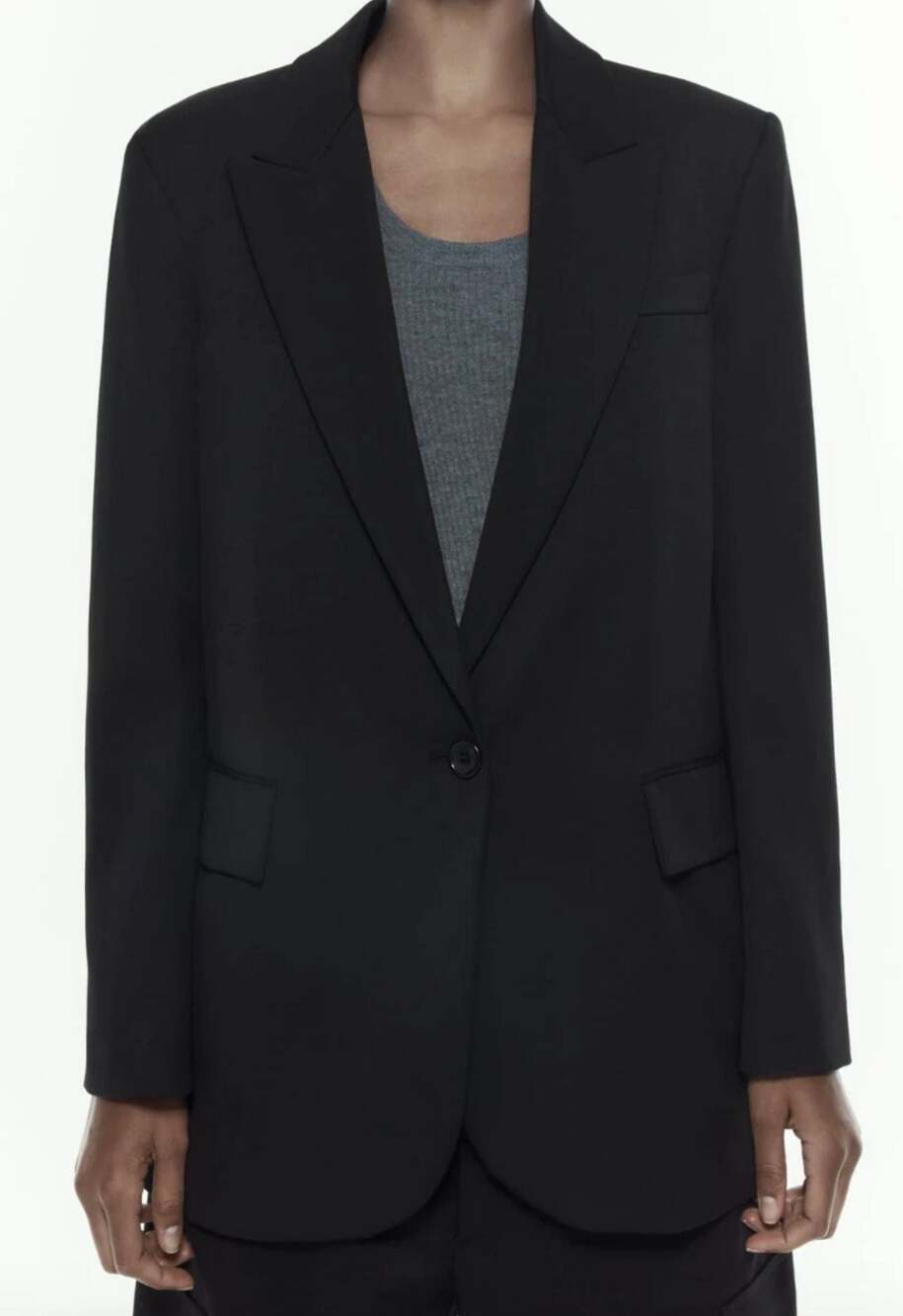 Zara Black Single-Button Blazer